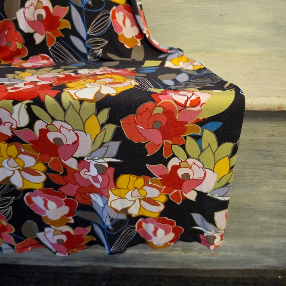 Spense Colorful Floral Print Scoop Neck Slit Side Maxi Dress Size Large GC - Picture 4 of 7